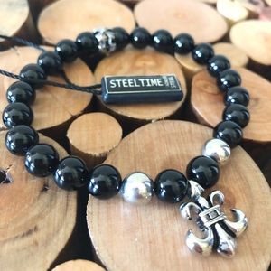 Steeltime Beaded Stretch Bracelet